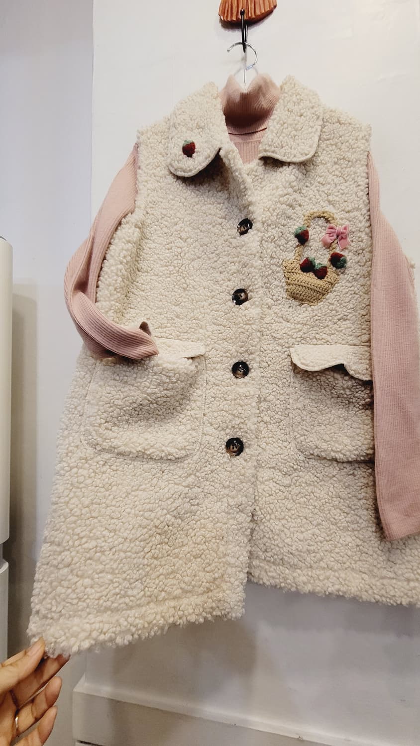 양털뽀글이 포켓 베스트. 유니클로 울100% 골지폴라 상품이미지1