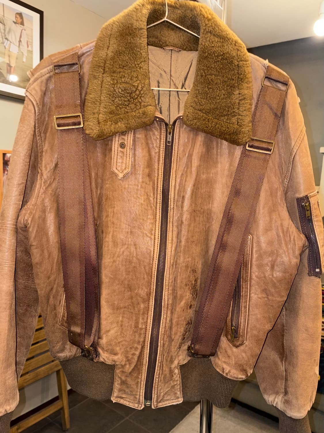 90‘s Men’s BIGI flight lambskin jacket 상품이미지5