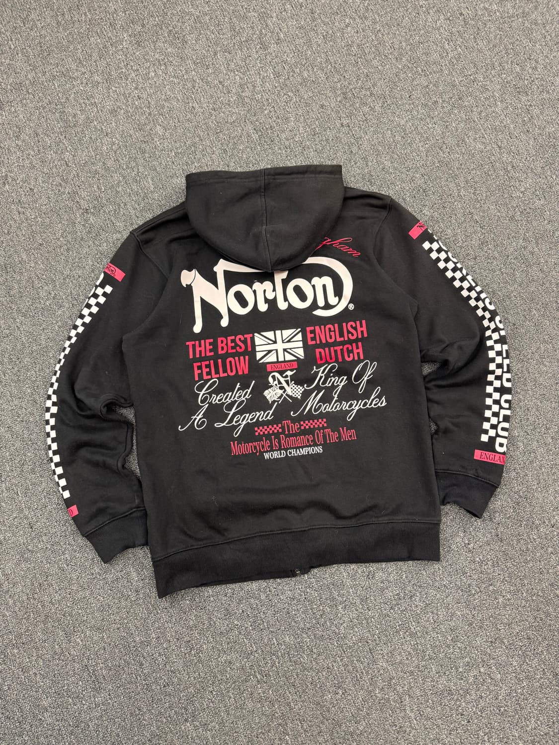 XL)노턴 빈티지 체커 프린팅 후드집업 상품이미지6