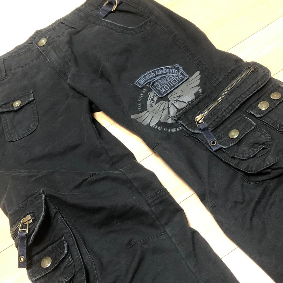 빈티지 세미 부츠컷 블랙 카고팬츠 y2k 00s 펑크 상품이미지2