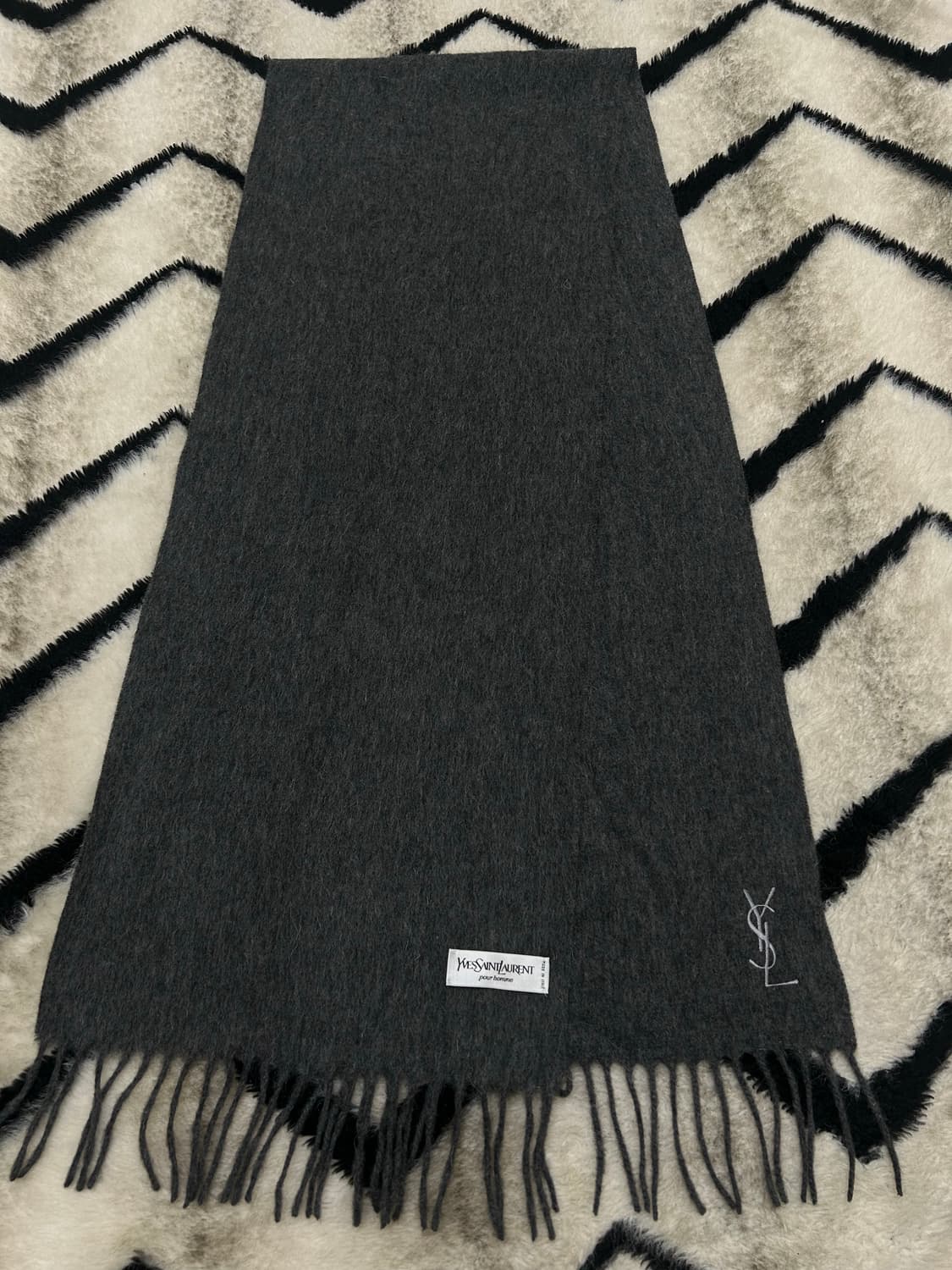 YSL 울 머플러 /챠콜 그레이 상품이미지2