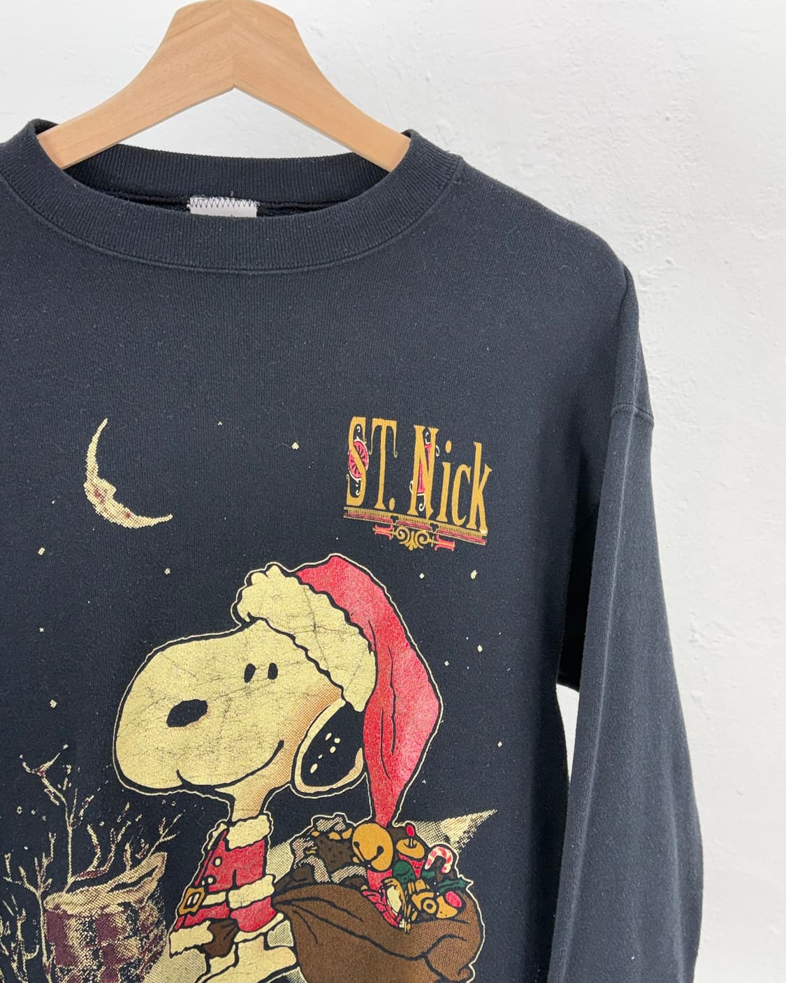 스누피 90s 블랙 피너츠 조스턴 스웨트 셔츠 상품이미지3