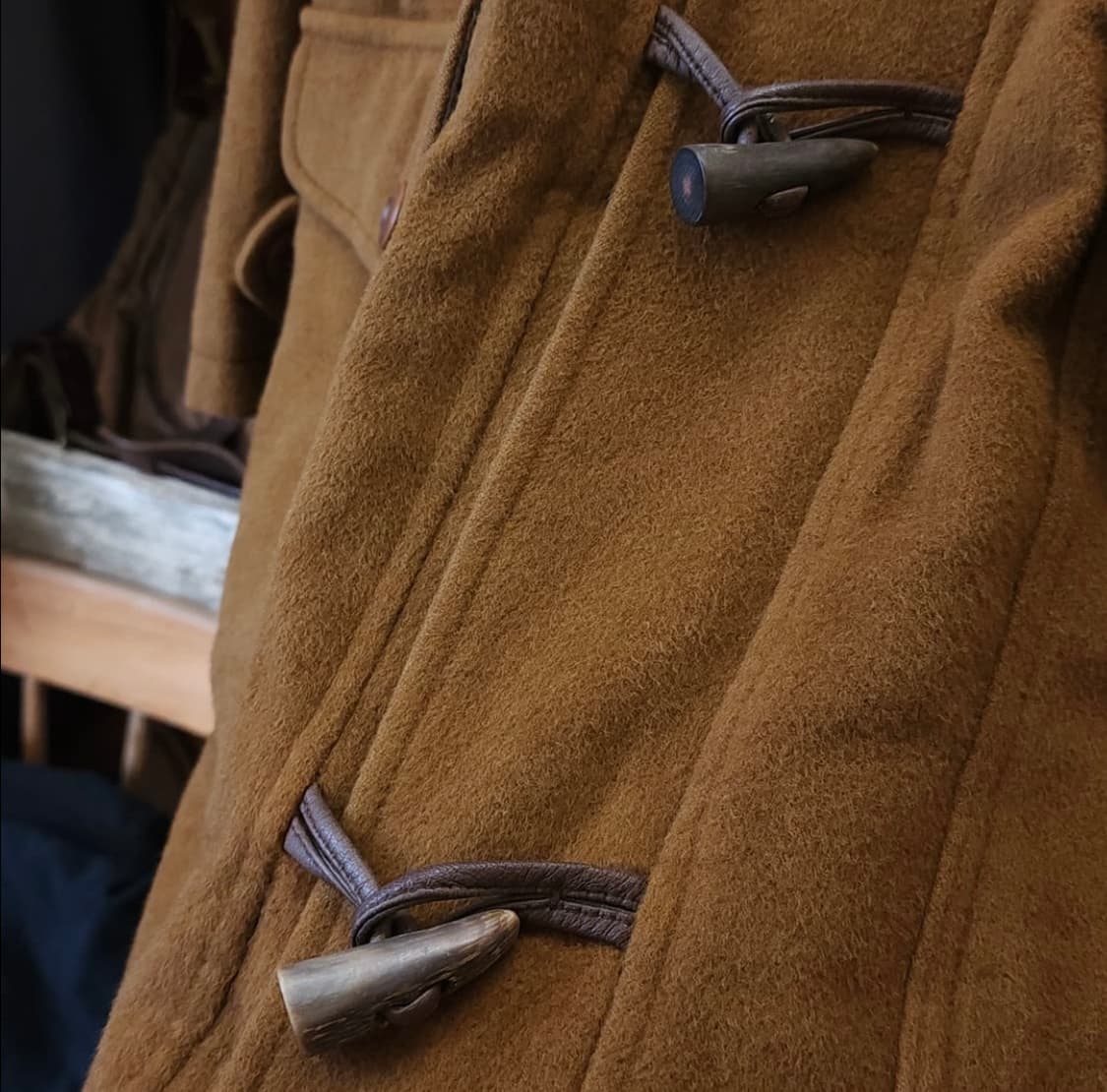 90s 프렌치 울 빈티지 더플 코트 브라운 XL 상품이미지9