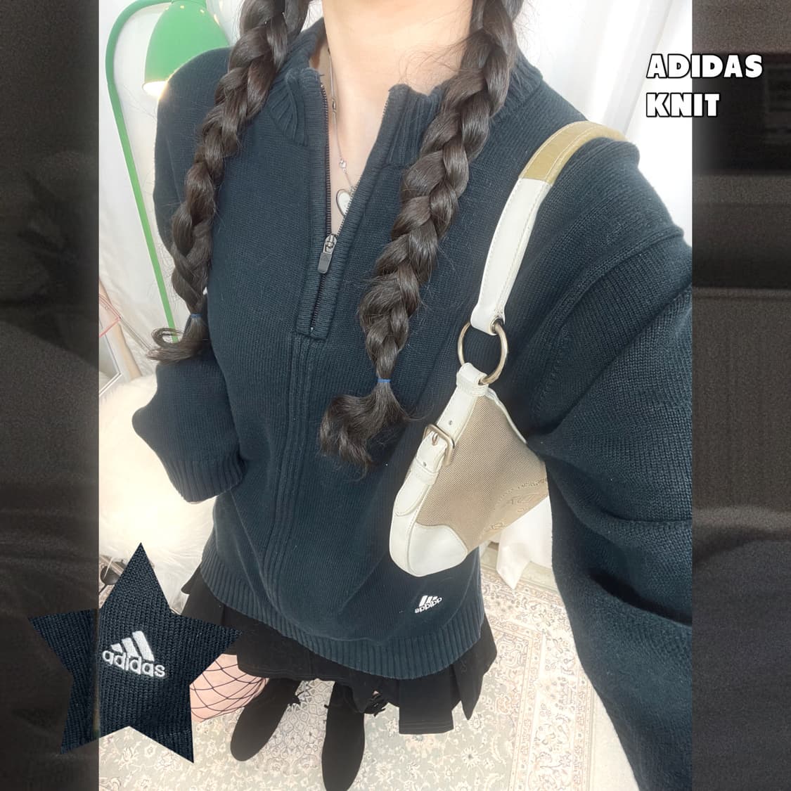 아디다스 네이비 반집업 니트 상품이미지4