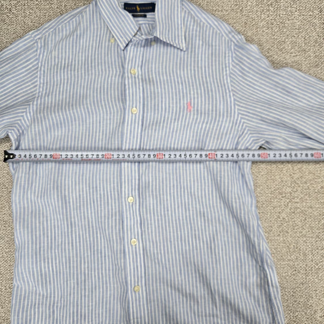 0068.폴로 랄프로렌  스트라이프린넨 셔츠 블루S 상품이미지6