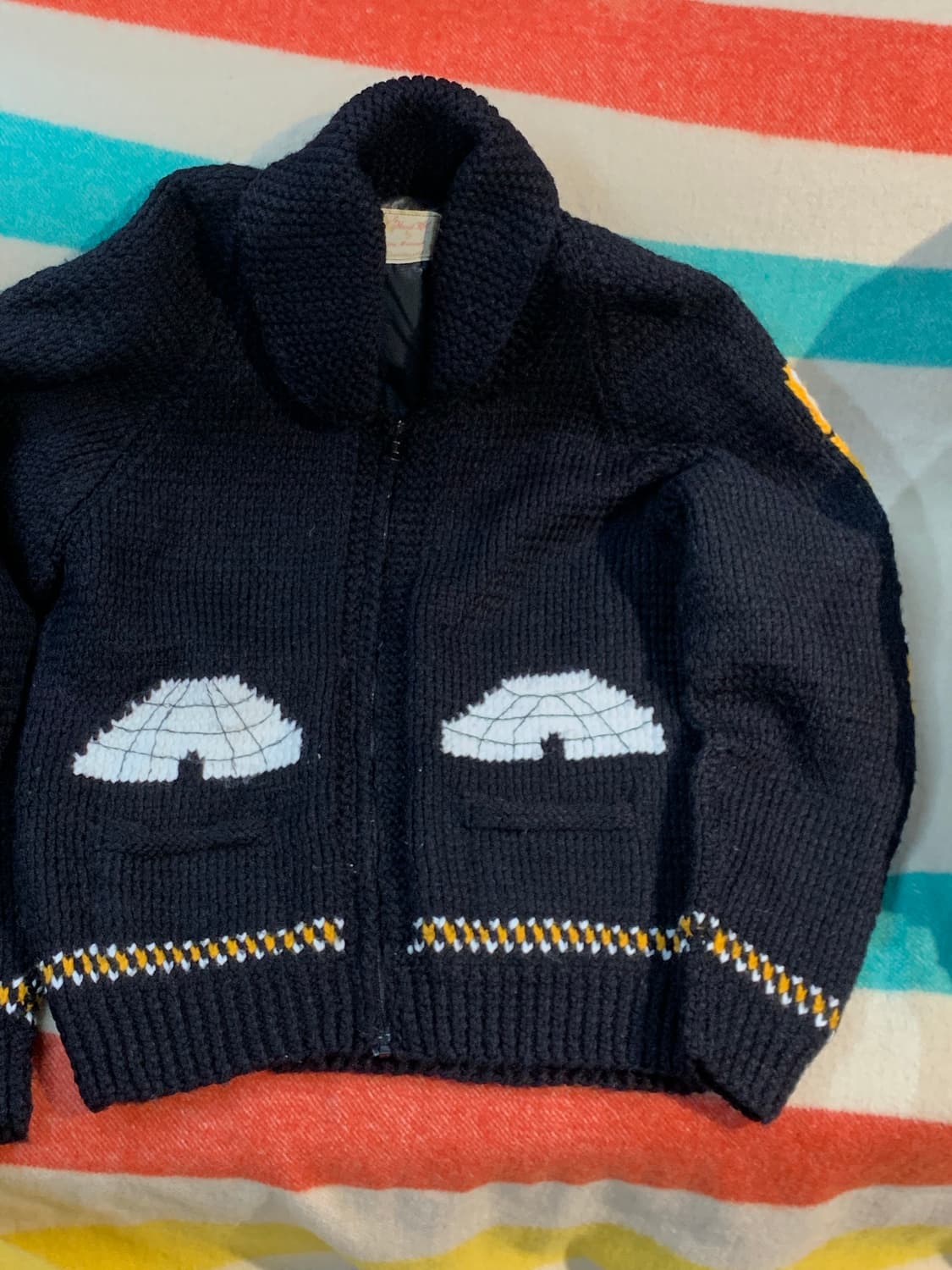 80s 핸드 니트 코위찬 집업 스웨터 ALASKA 상품이미지2