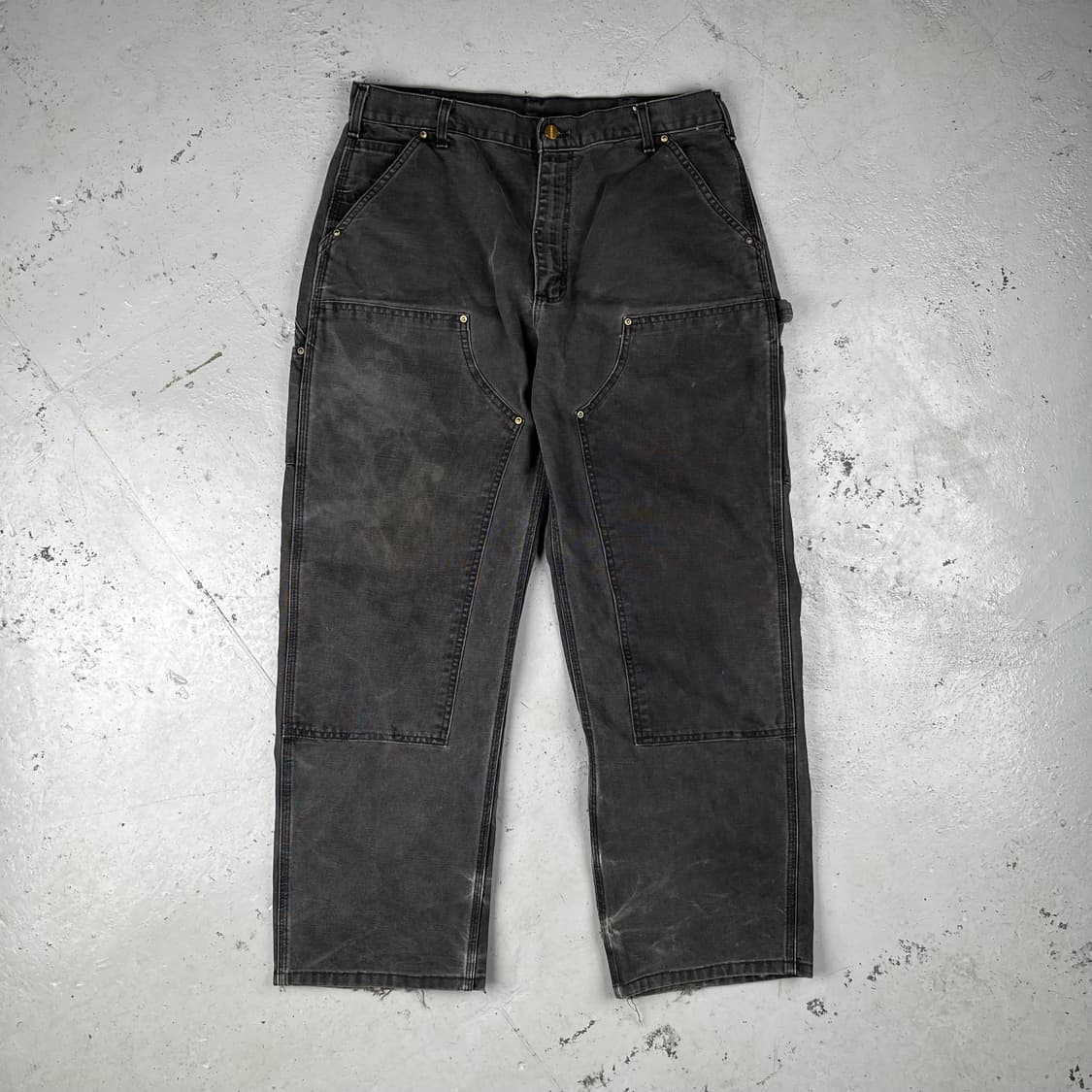 빈티지 칼하트 더블니B01 블랙 그레이 워크팬츠 상품이미지2