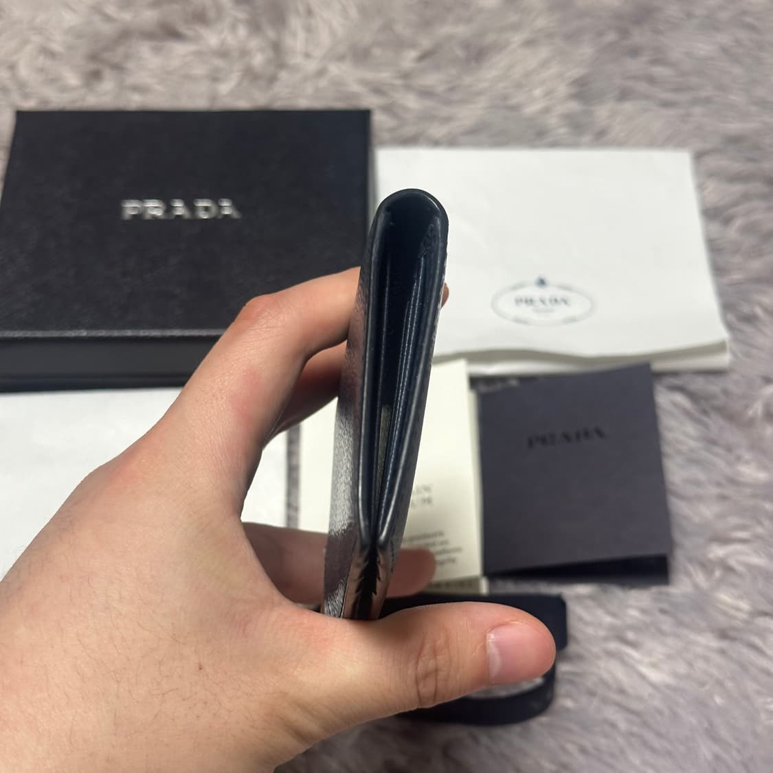 [풀구성] 프라다 사피아노 삼각로고 오거나이저 카드지갑 네이비 상품이미지5