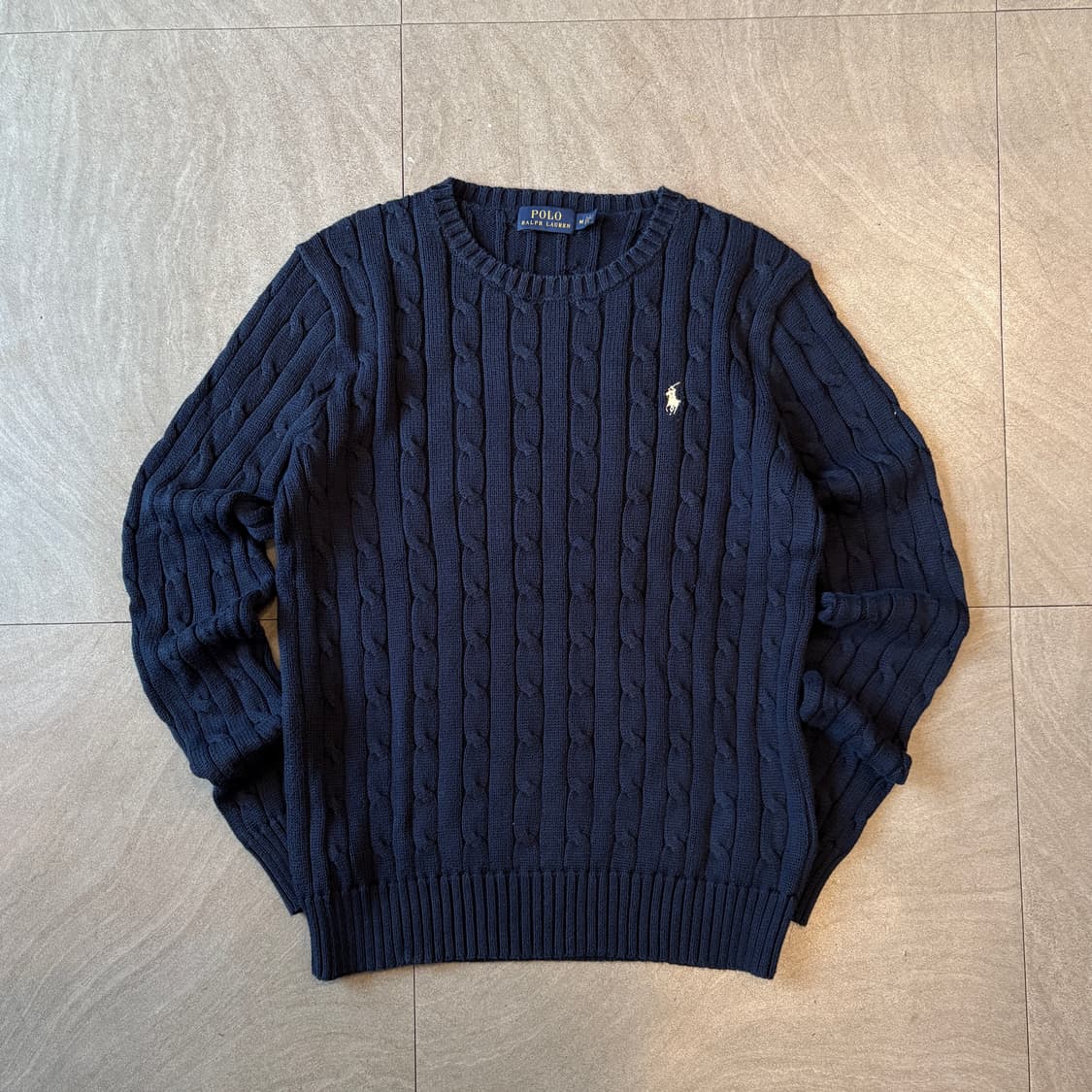 폴로 정품 네이비 코튼 꽈배기 니트 상품이미지1