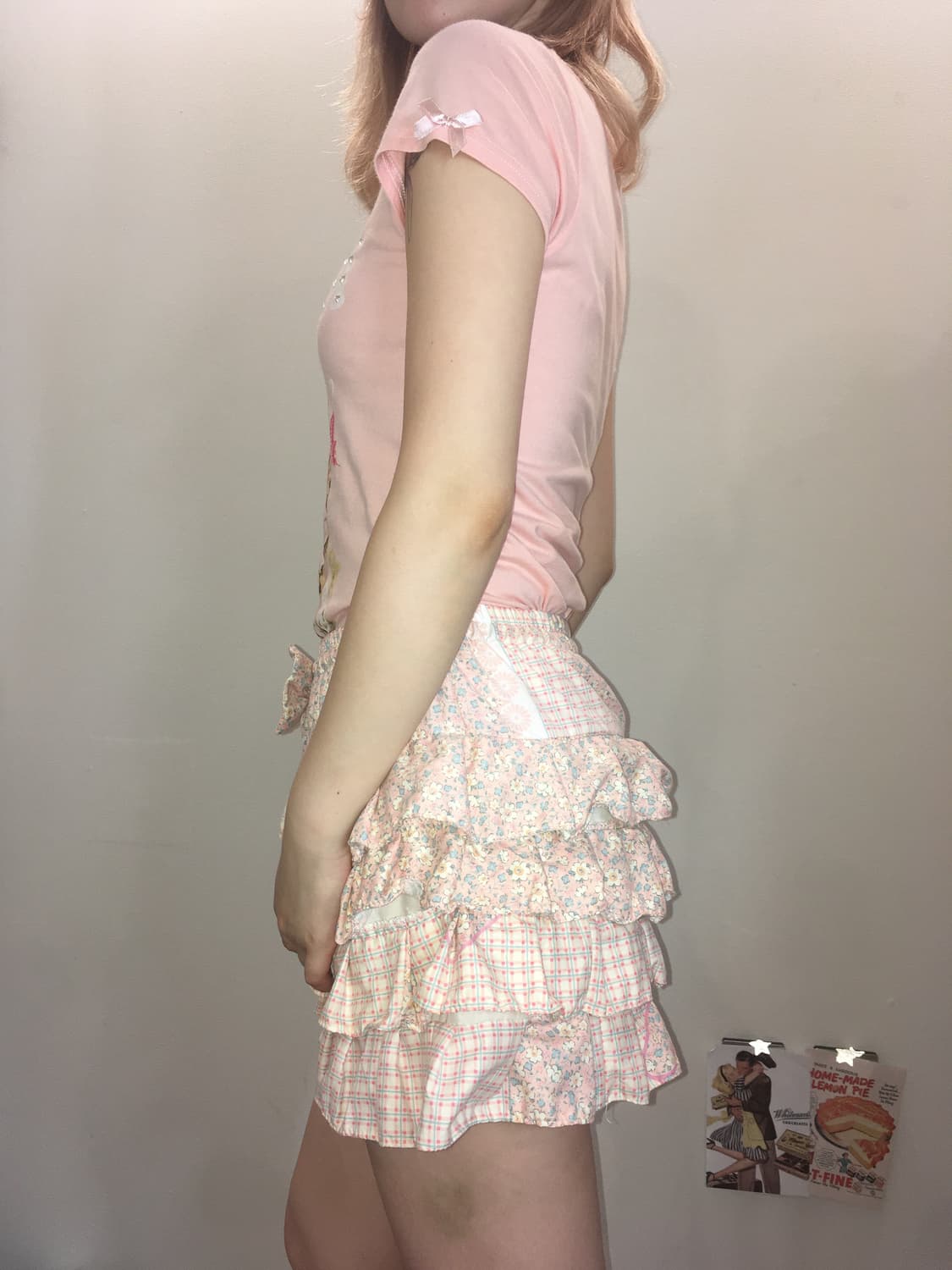 jpn vintage pink patchwork cancan skirt 상품이미지5