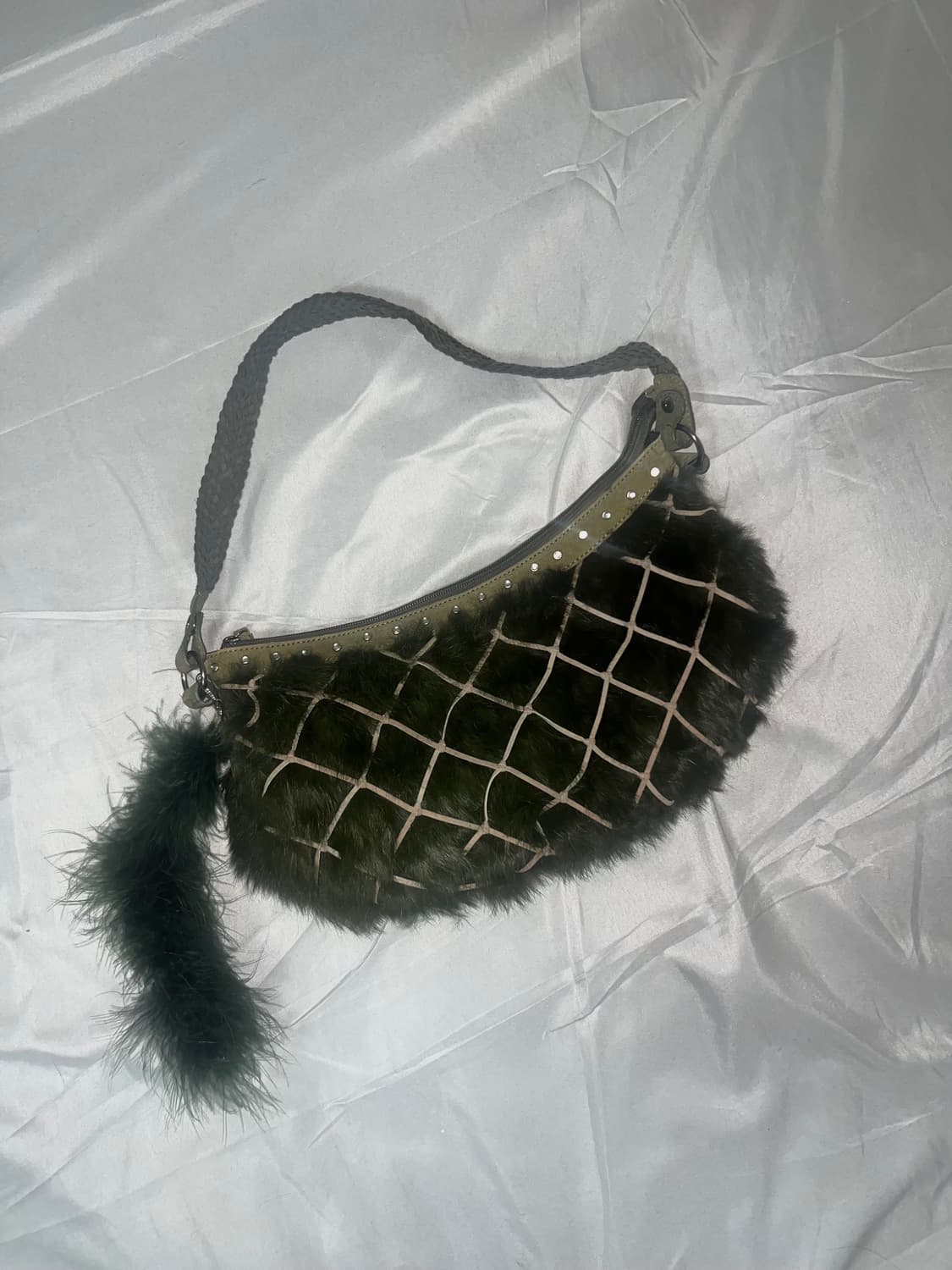 ✨vintage khaki rabbit fur bag y2k✨ 상품이미지2