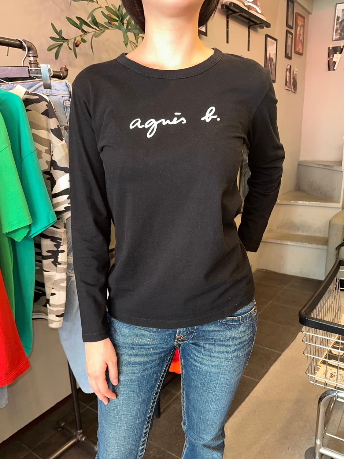Agnes B logo black cotton sleeve 상품이미지1