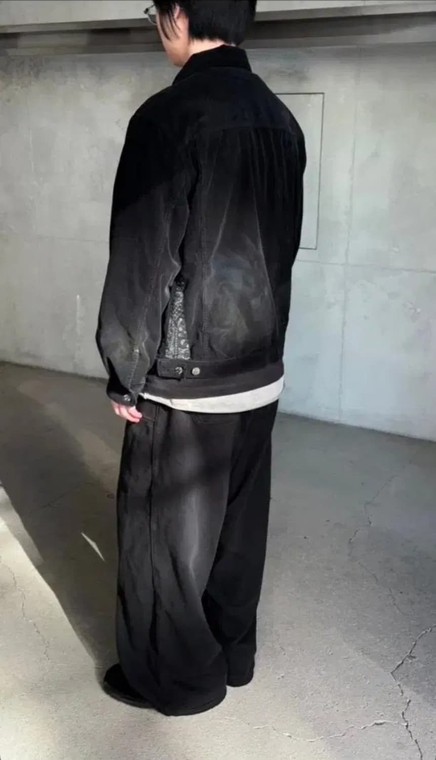 [3] 폴리테루 유즈드 트러커 코듀로이 멀티 페이디드 블랙 상품이미지2