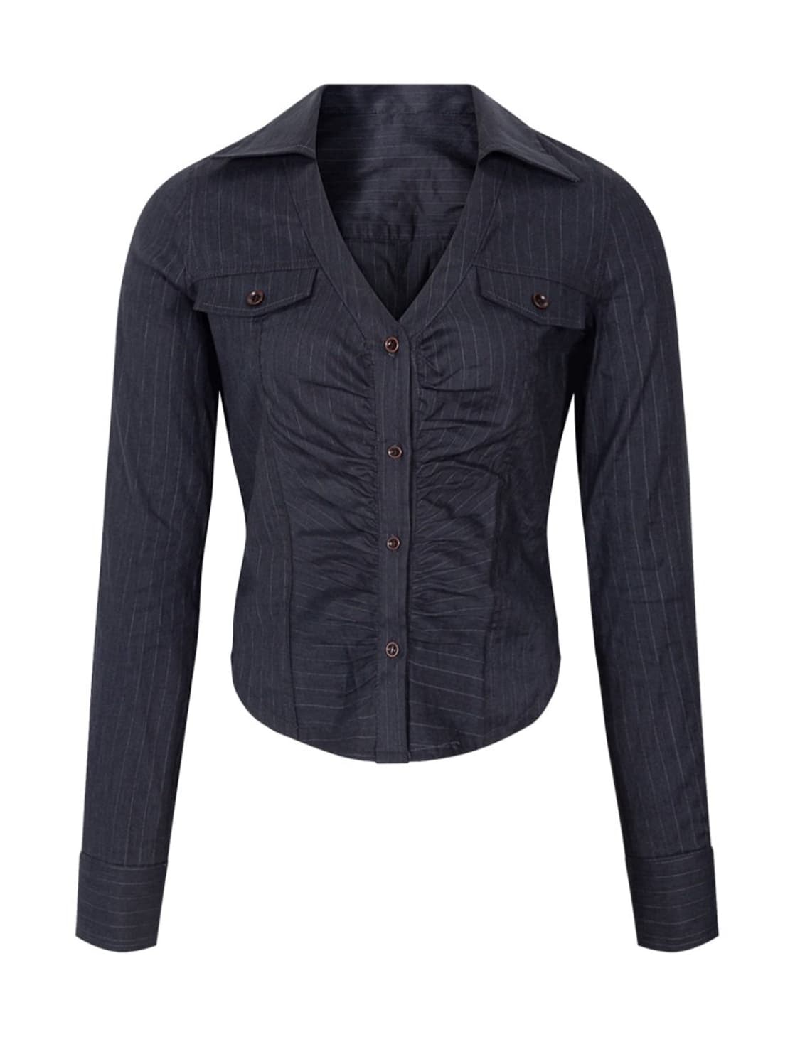 플리즈노팔로우 Kayla Shirring Shirt Top Indigo  상품이미지3