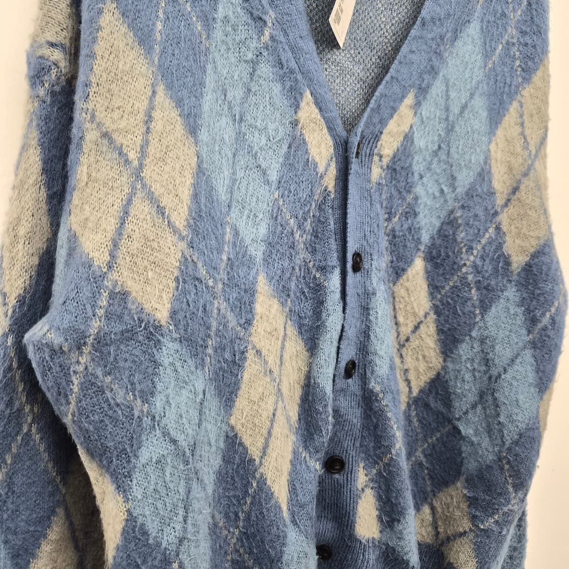 빔즈 아가일 브이넥 가디건 블루 남성 L 상품이미지2