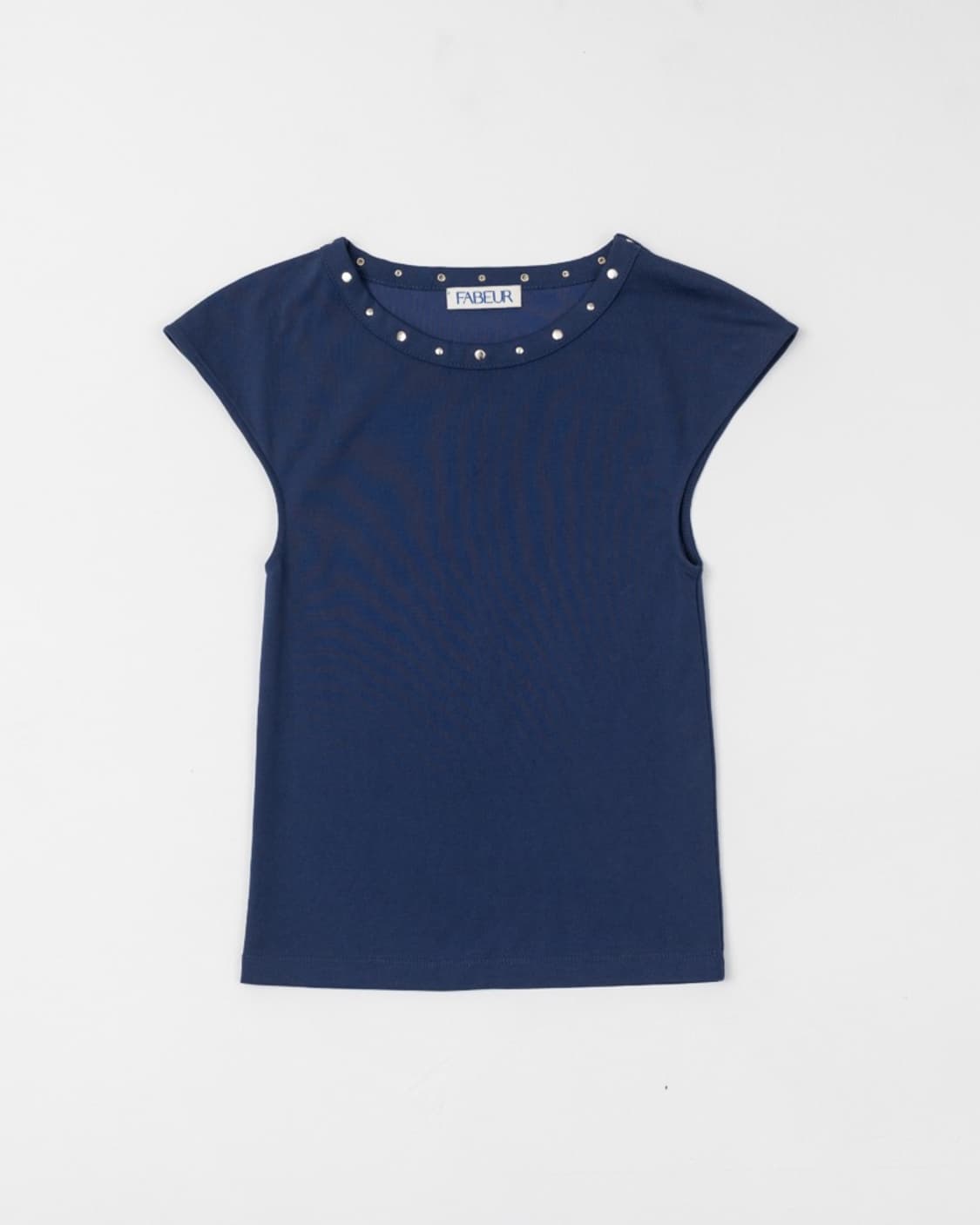 FABEUR 스터드 캡 슬리브 티셔츠 퍼플 네이비 상품이미지4