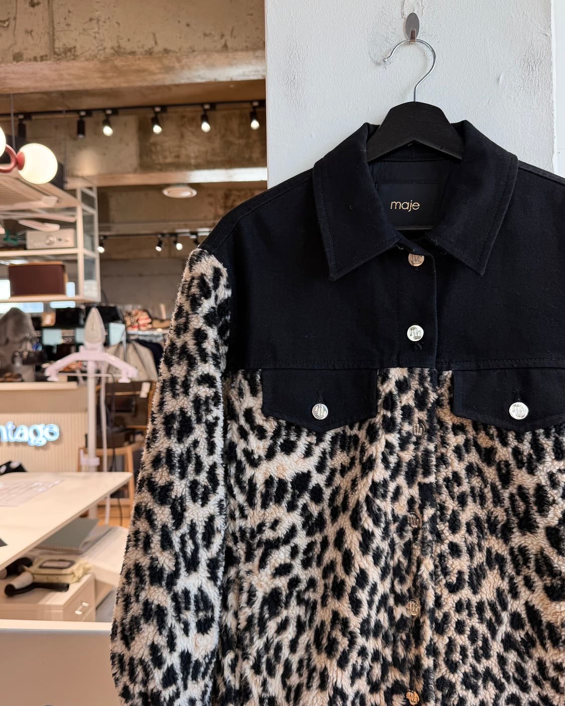 마쥬 블랙 레오파드 퍼 자켓 상품이미지4