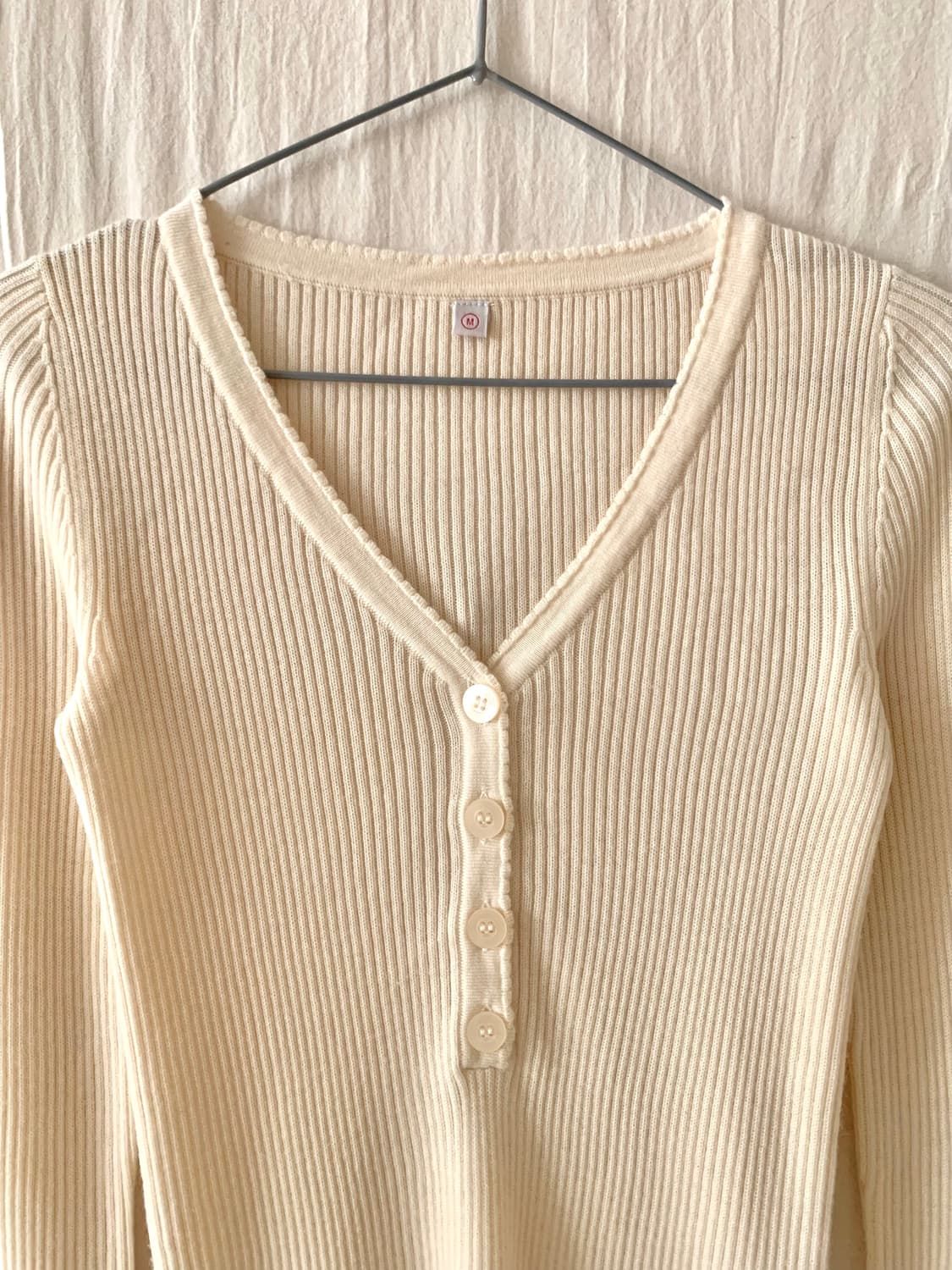 핀터 크림 컬러 골지티 상품이미지6