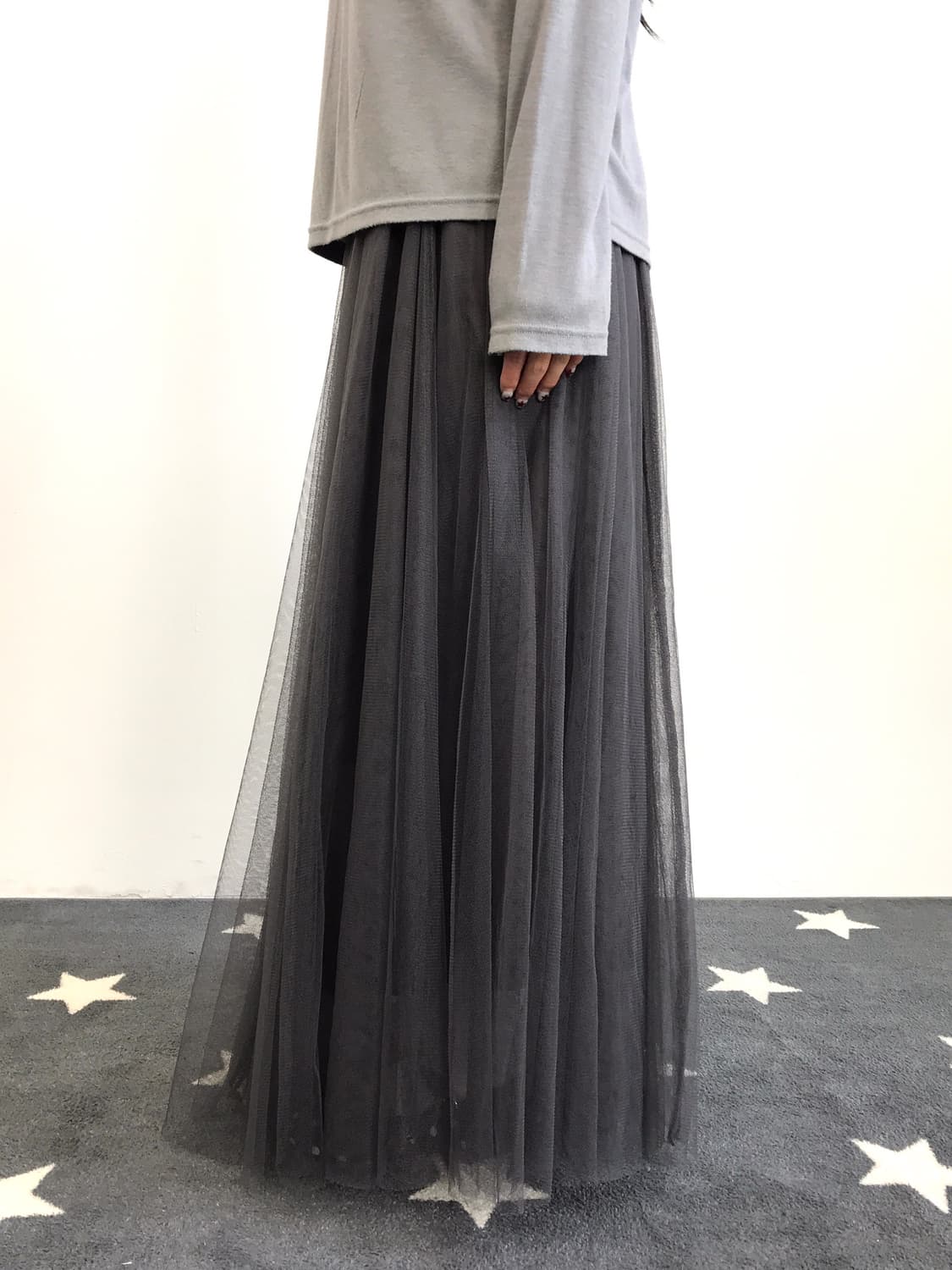 Jpn Gray Poly Long Skirts 상품이미지2