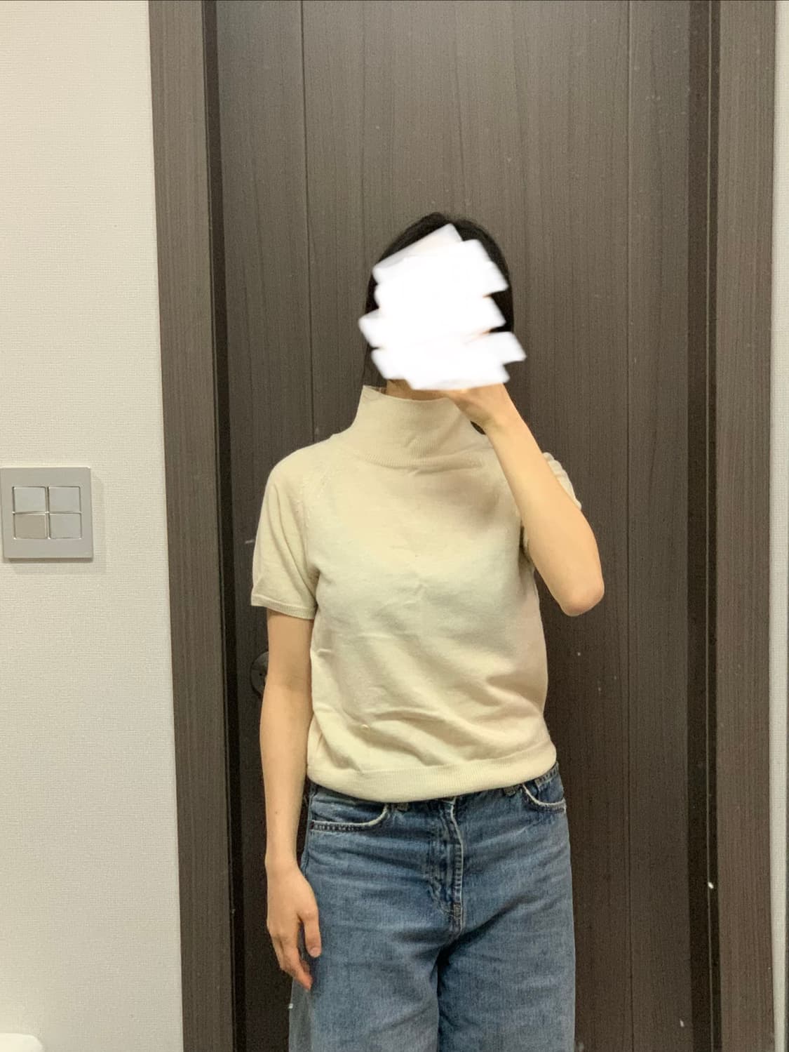 모노크롬 반팔 니트 상품이미지3