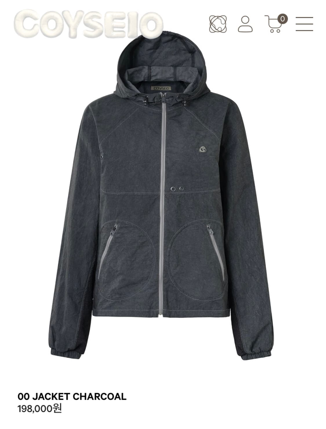 코이세이오 00 jacket 자켓 바람막이 윈드브레이커 차콜 그레이 상품이미지1