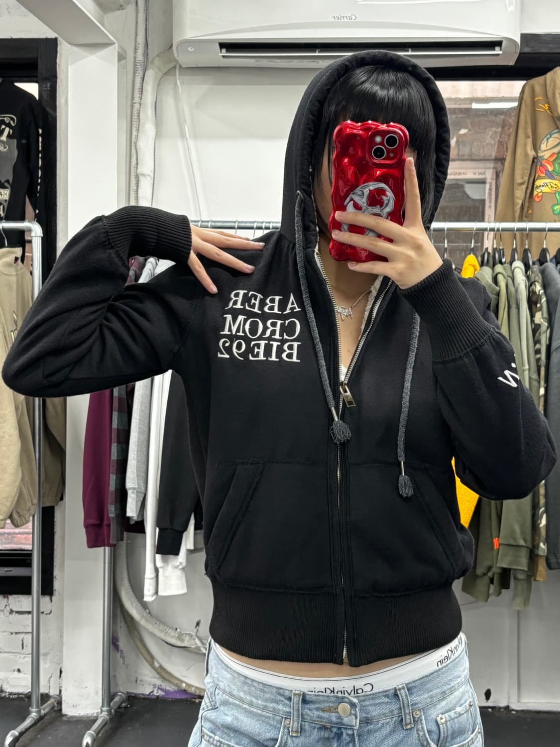 아베크롬비 Y2K 블랙 후드집업 상품이미지3