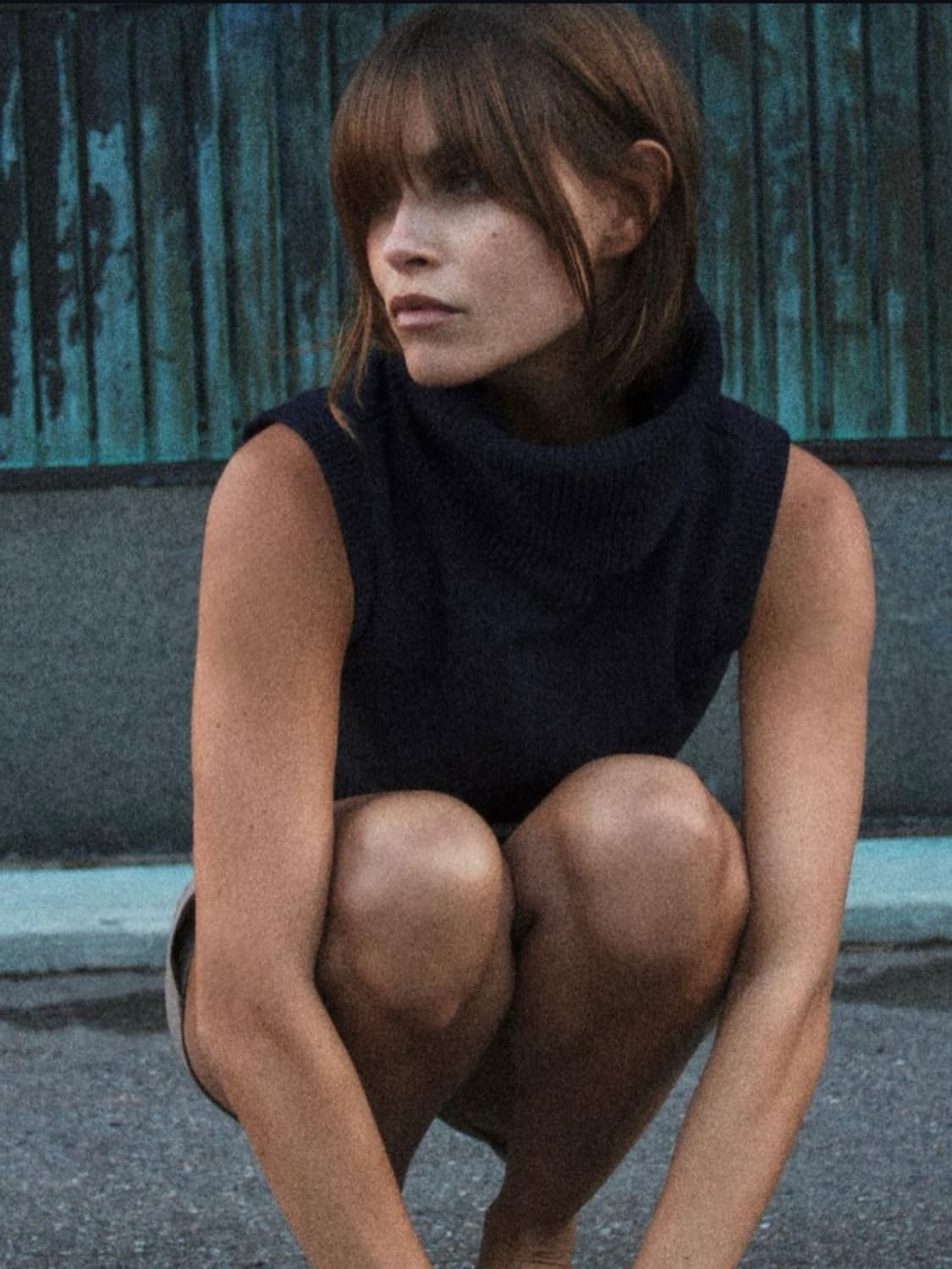 자라 하이넥 슬리브리스 니트 네이비 상품이미지6