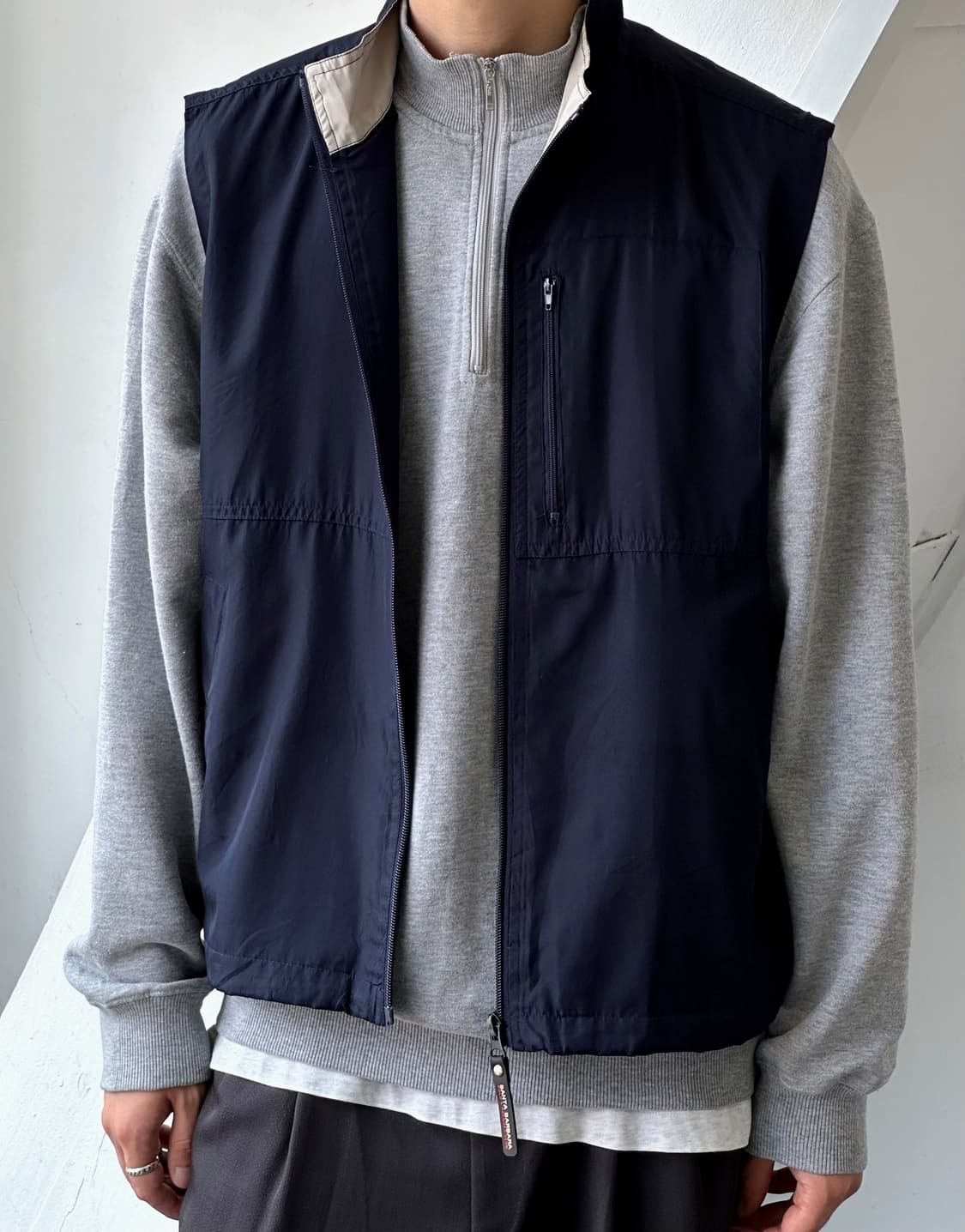 High count poly design vest 상품이미지6