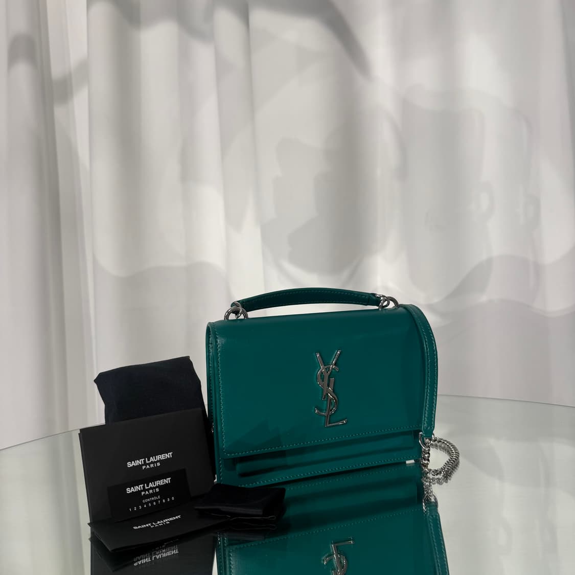 [정품] 생로랑 YSL 실버 모노그램 체인 월렛 선셋 미니백 상품이미지2