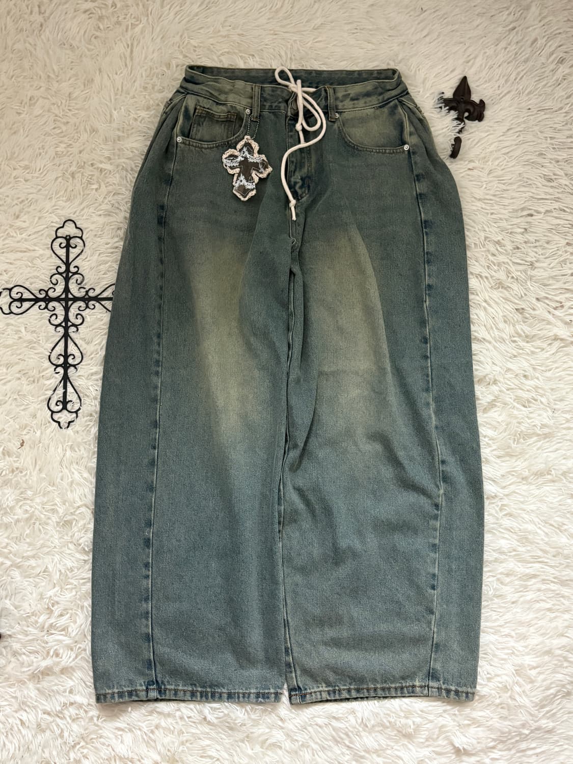 • hurtmade denim cross patch wide denim  상품이미지3