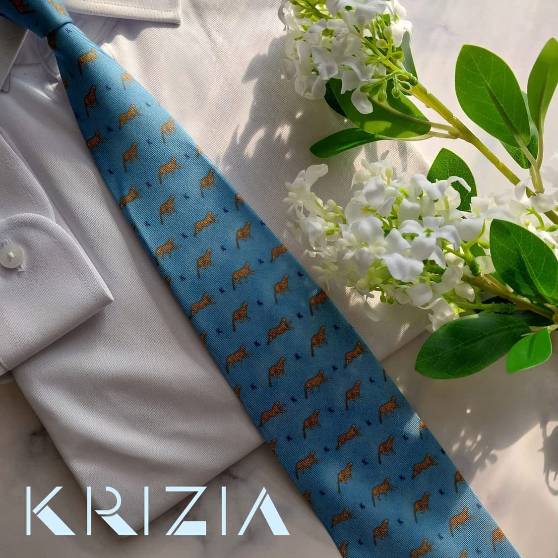 크리지아 실크 스카이블루 치타&K 넥타이 9.5cm A+등급 K1518
 상품이미지1