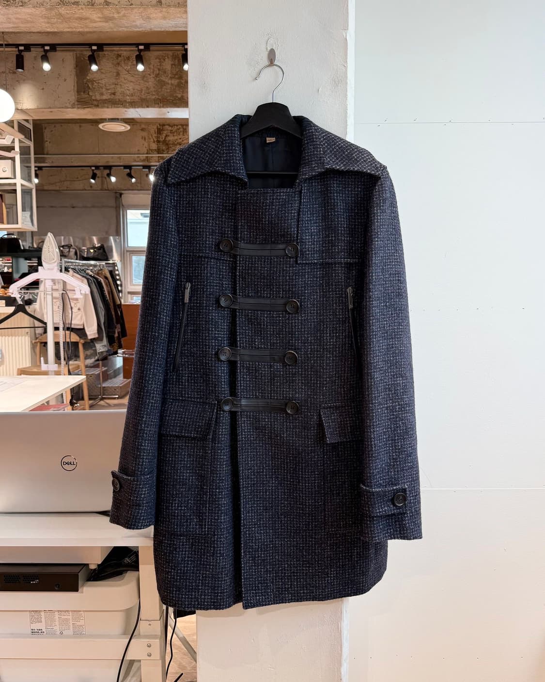 존 갈리아노 네이비 트위드 울 더플 코트  상품이미지2