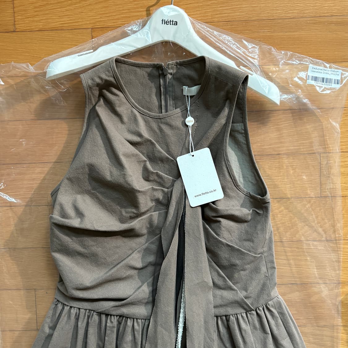 플레따 Ribbon Sleeveless Dress 모카 상품이미지9