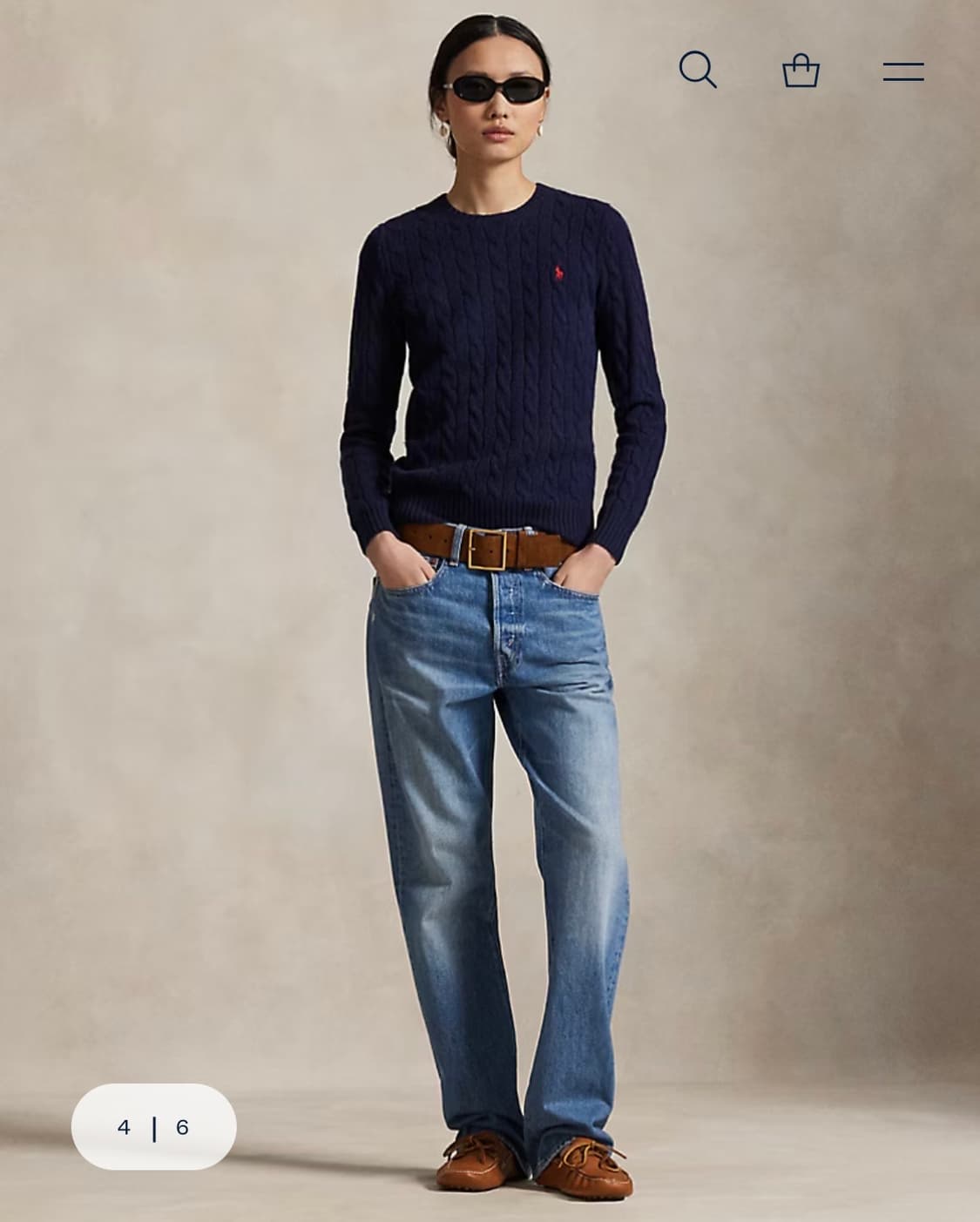 폴로 랄프로렌 여성 꽈배기니트 네이비L 상품이미지3