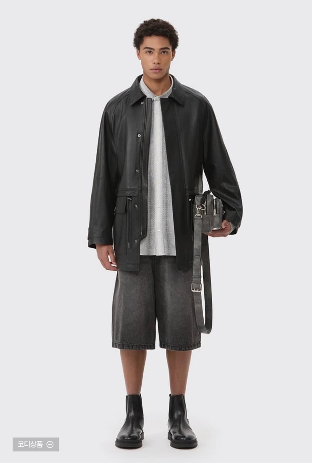 커스텀멜로우 블랙 레더 롱 코트 상품이미지2