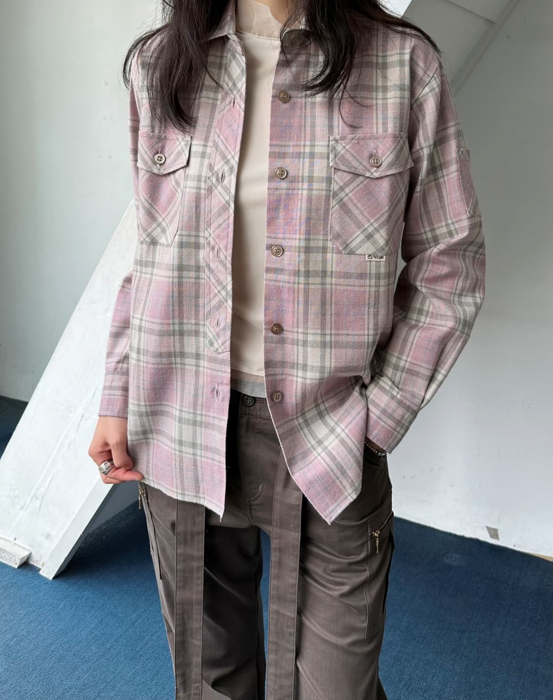 Linen blend design work shirt 상품이미지9