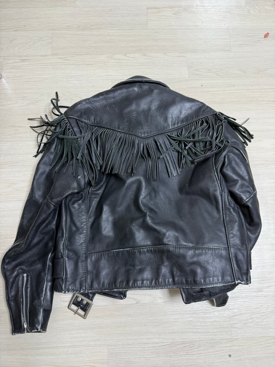 쇼트 프린지 카우레더자켓 상품이미지2