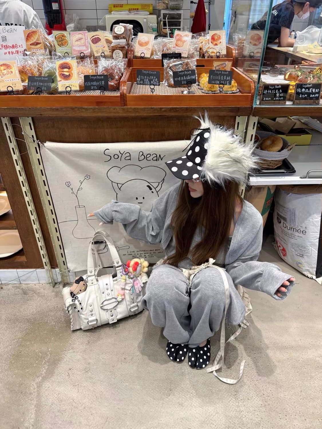 도트 퍼 이어 볼캡 상품이미지2