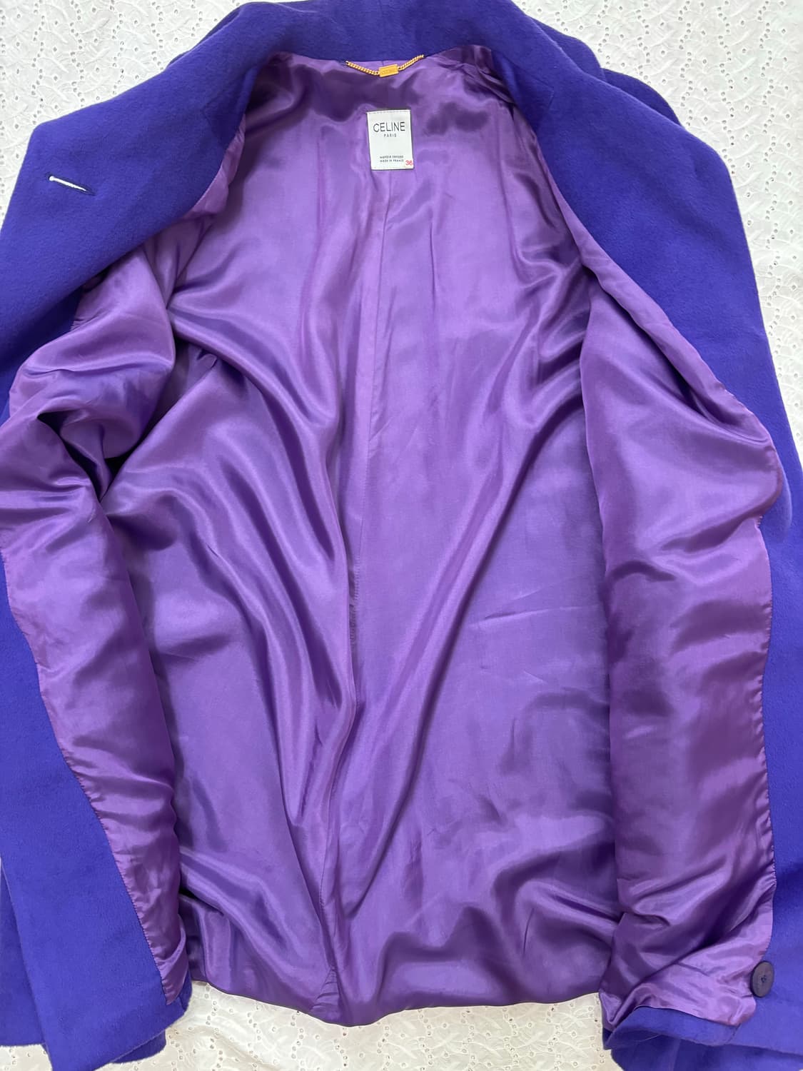 Celine Purple Wide Wool Coat 36size 상품이미지6