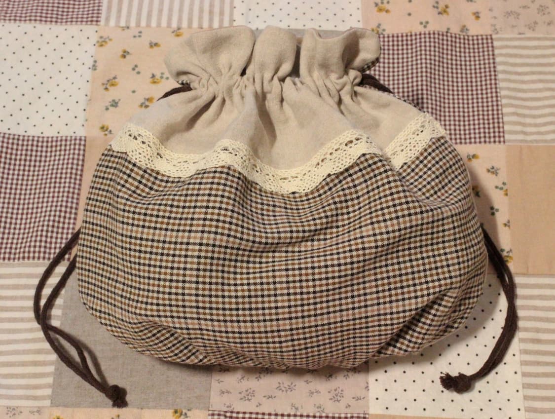 핸드메이드 빈티지 업사이클링 셔링 스트링 파우치 상품이미지2