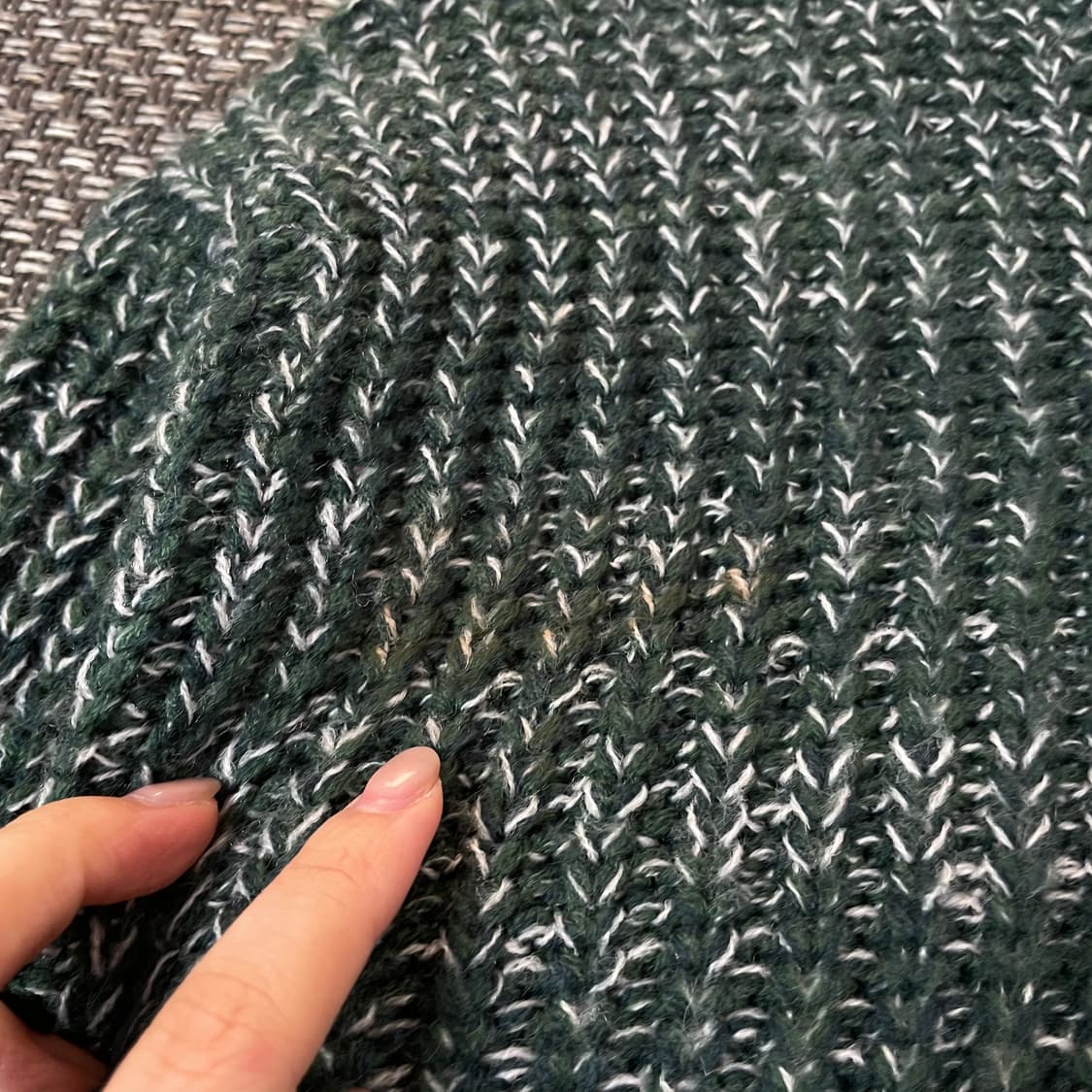 JPN 그린 화이트 패턴 짜임 라운드넥 긴팔 니트 38 상품이미지5