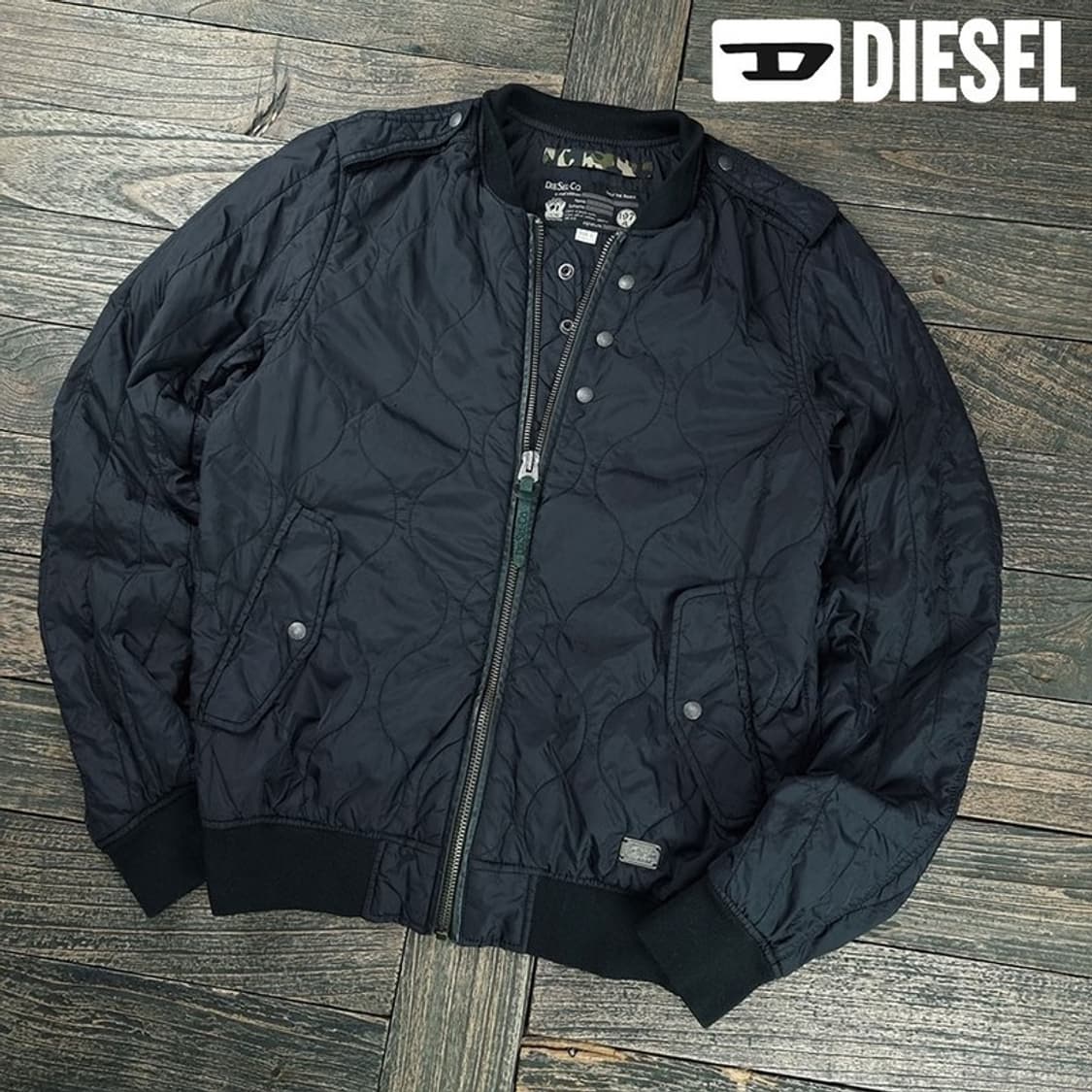 [디젤] 슬림핏 퀄팅 봄버 자켓 블랙 P01488 상품이미지1