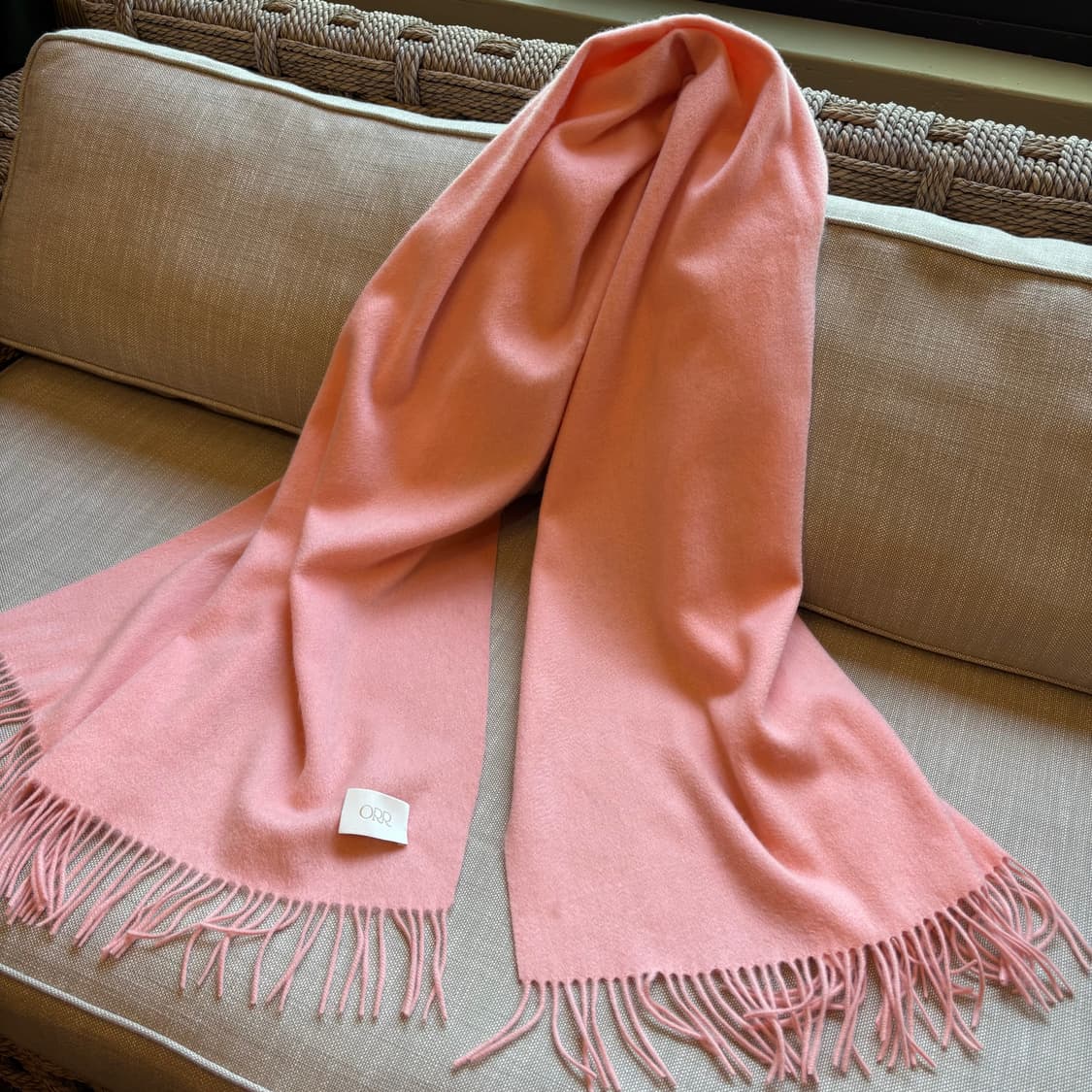오르 ORR 램스울 프린지 머플러 - 코랄핑크 상품이미지8