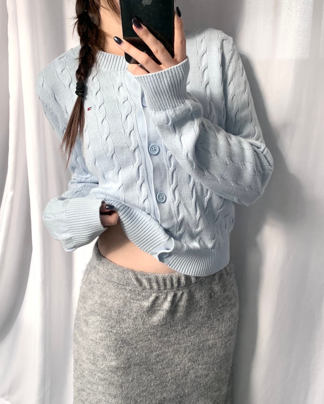 Tommy Hilfiger 타미힐피거 스카이블루 케이블 코튼 가디건 상품이미지8