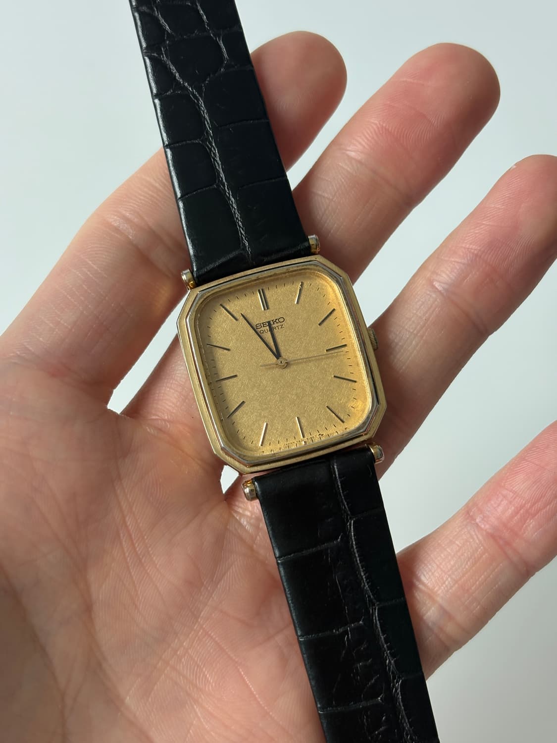 1980년대 골드 플레이크 다이얼 스퀘어 쿼츠 남성 상품이미지3