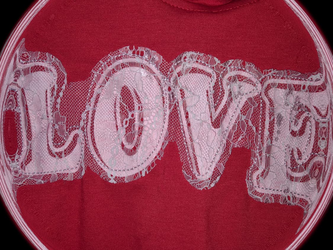 Vintage LOVE lace hoodie crop top 상품이미지2