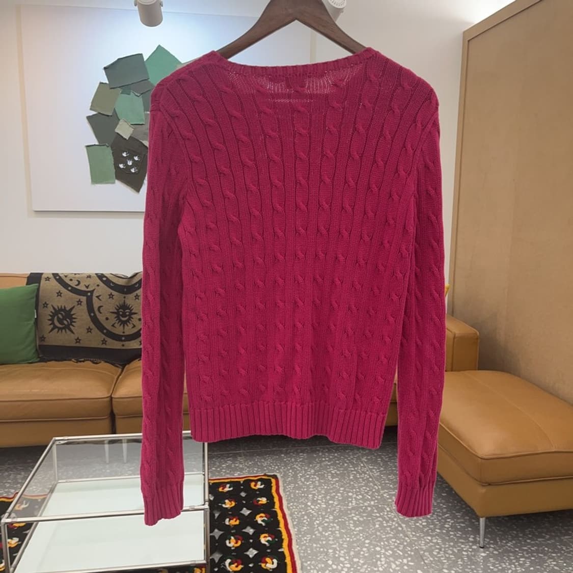 폴로 랄프로렌 Y2K 00's 핫핑크 꽈배기 케이블 니트 M C07360 상품이미지4