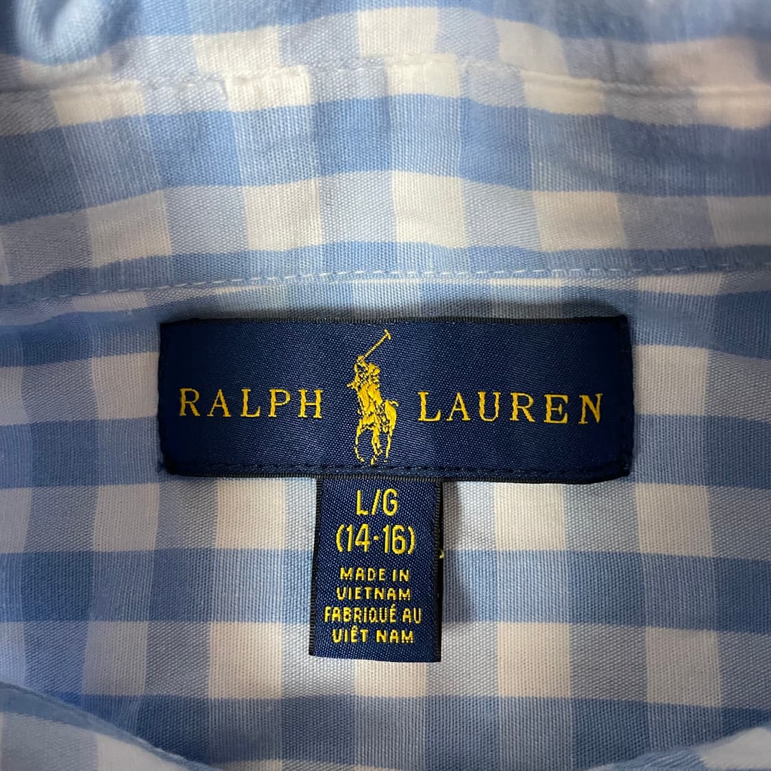 폴로랄프로렌 네이비포니 스카이블루 체크 긴팔 셔츠 L 상품이미지4