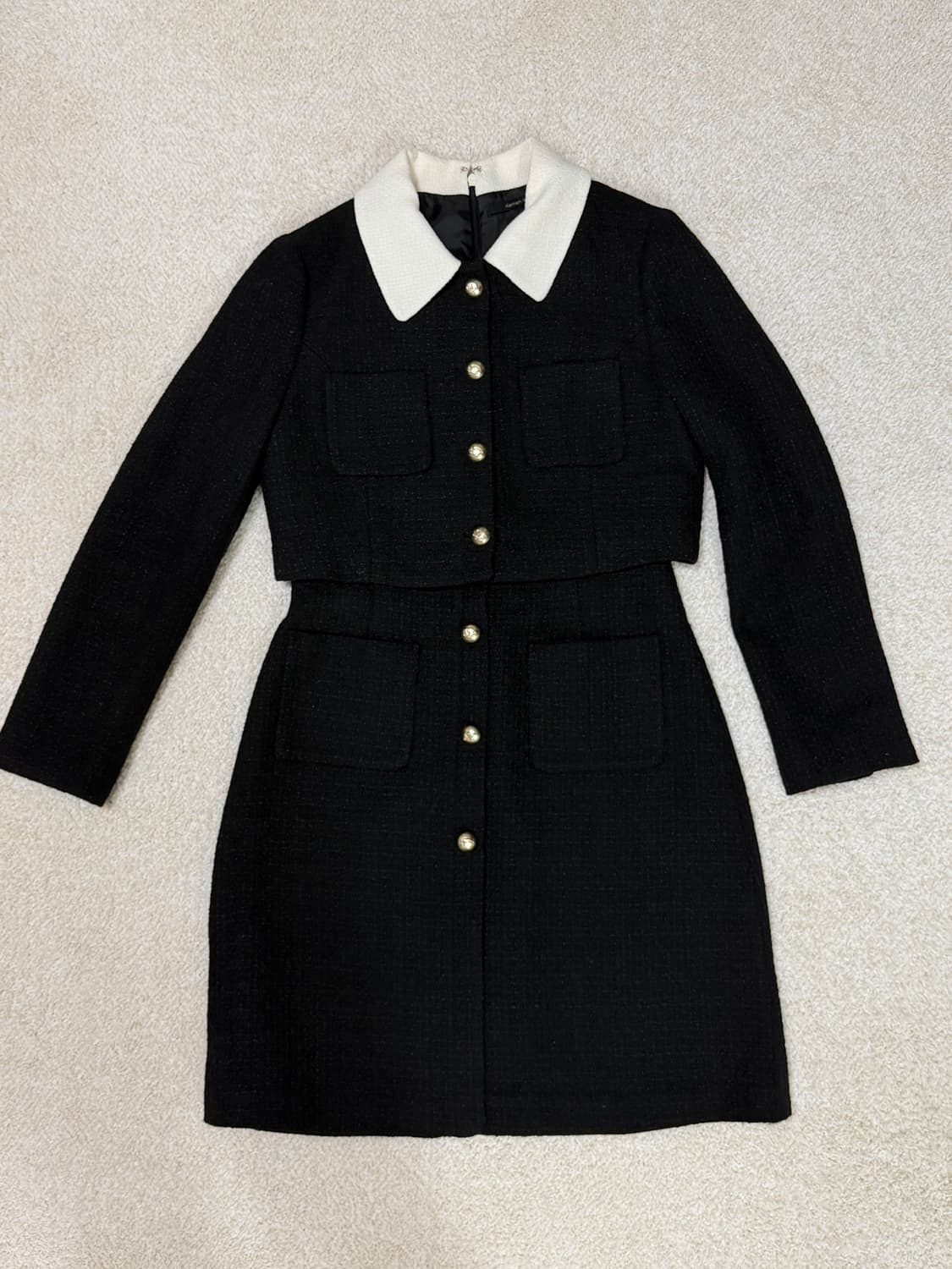 [케네스레이디] 배색 카라 트위드 미니 원피스 (블랙 / 55) 상품이미지4