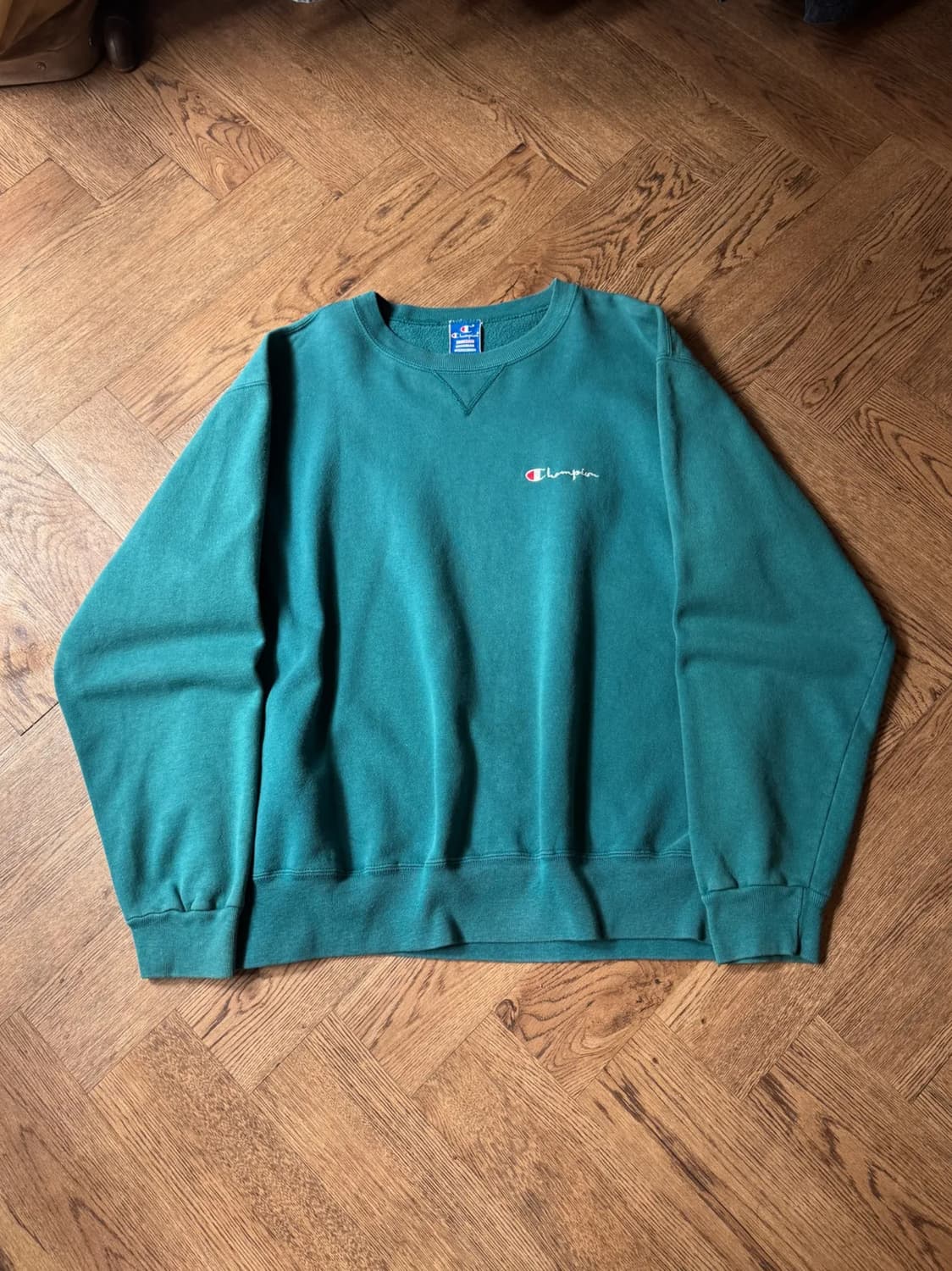 [2XL]90's 챔피온 Made in USA 빈티지 그린 스웻셔츠 상품이미지1